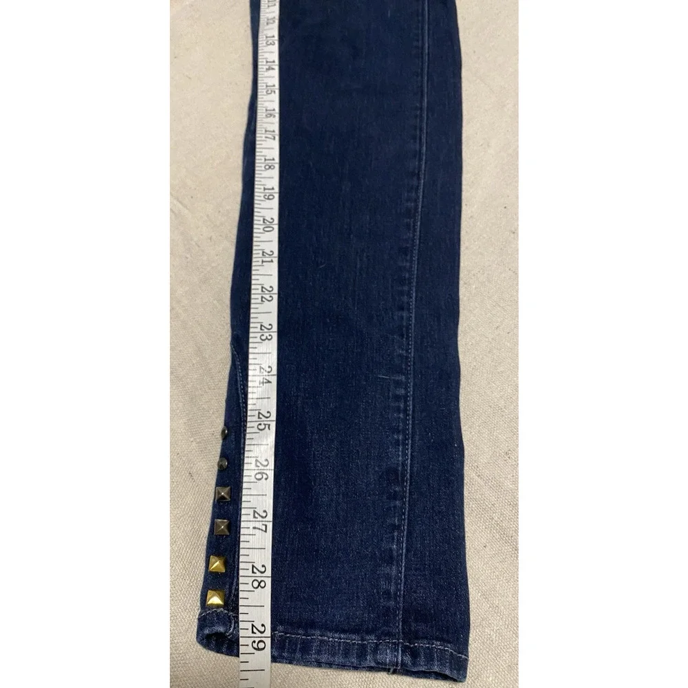 7 for all Mankind Skinny Jeggings Size 27 Dark Denim Jeans Studded Jeweled Legs - Picture 12 of 14